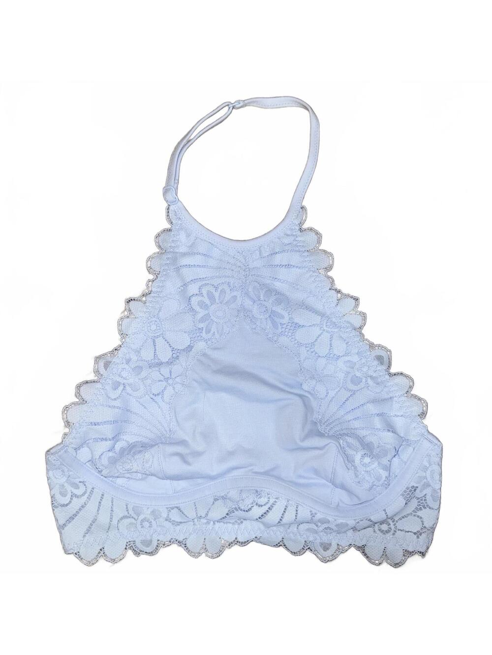 Colsie Light Blue Lace Halter Crop Top Bralette XS Y2K